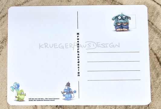 Postkarte Kruegerhausdesign Monster mit Spruch, Finger weg von meiner Seifenblase!