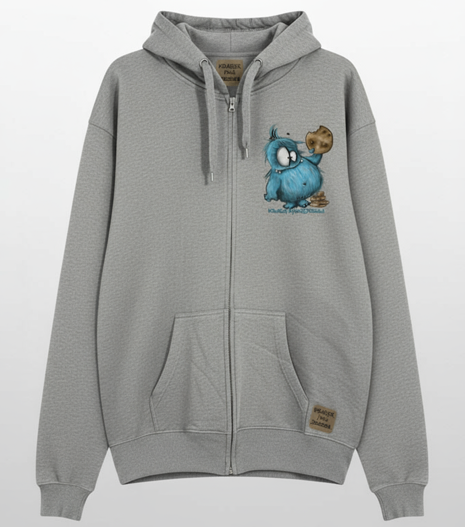 Unisex Hoodie Jacke – grau meliert | personalisierter Druck