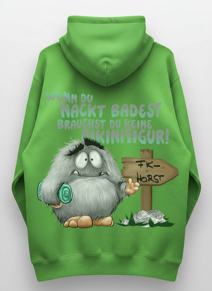 Unisex Hoodie XXL Druck Kruegerhausdesign Monster, lime green, Motivwahl