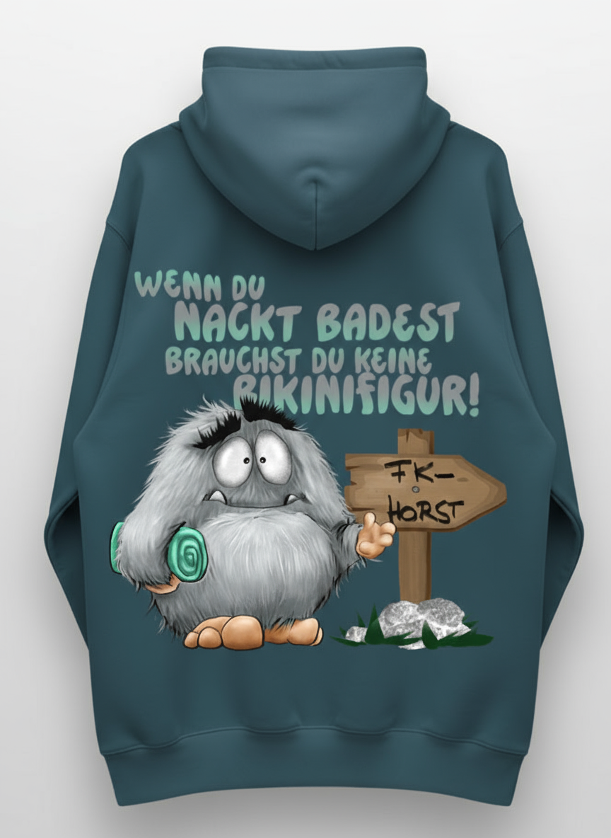 Unisex Hoodie XXL Druck Kruegerhausdesign Monster, petrol, Motivwahl