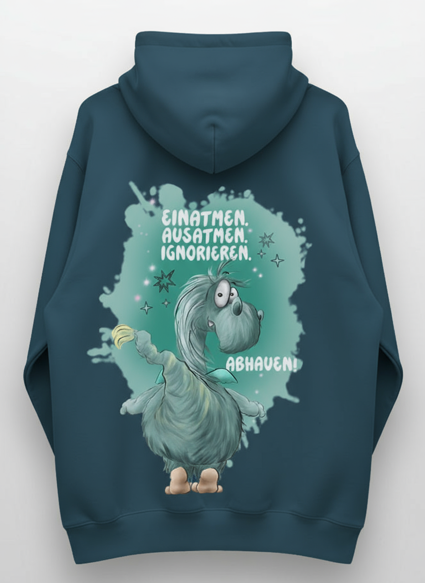 Unisex Hoodie XXL Druck Kruegerhausdesign Monster, petrol, Motivwahl