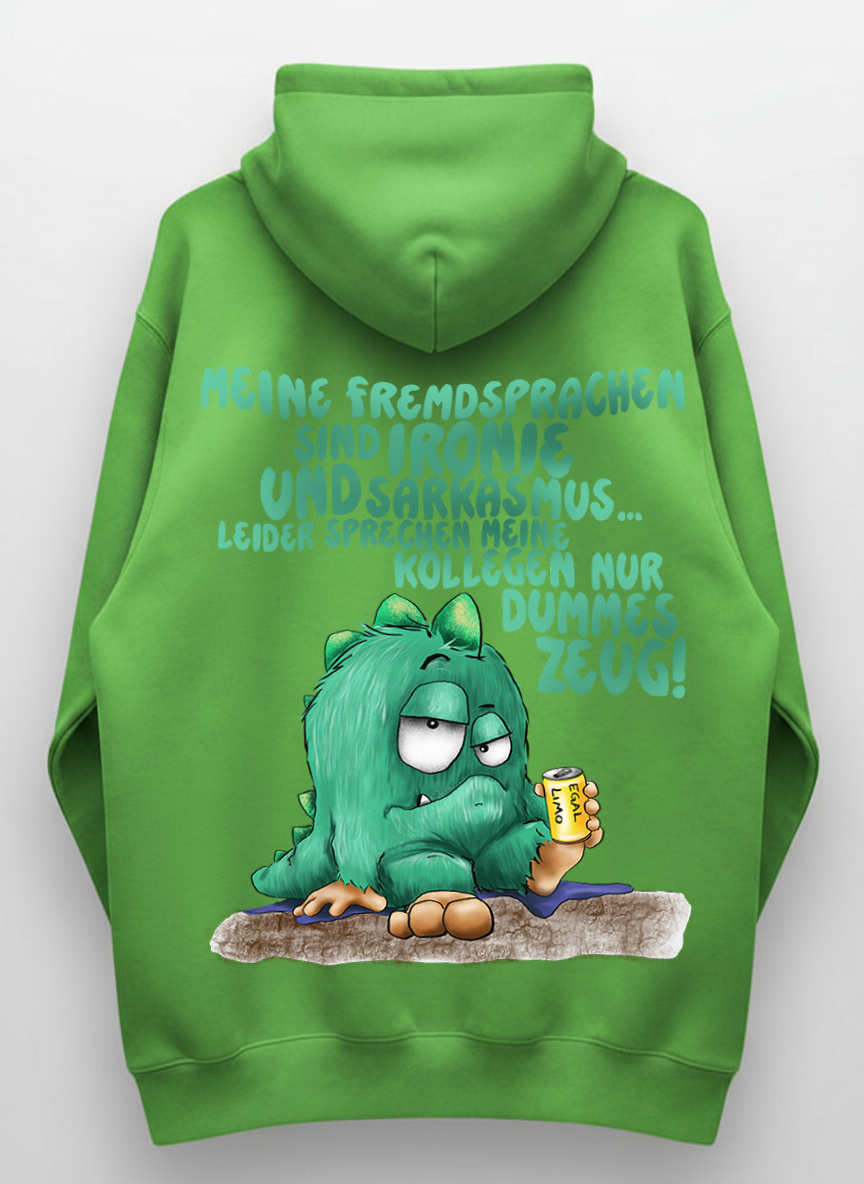 Unisex Hoodie XXL Druck Kruegerhausdesign Monster, lime green, Motivwahl