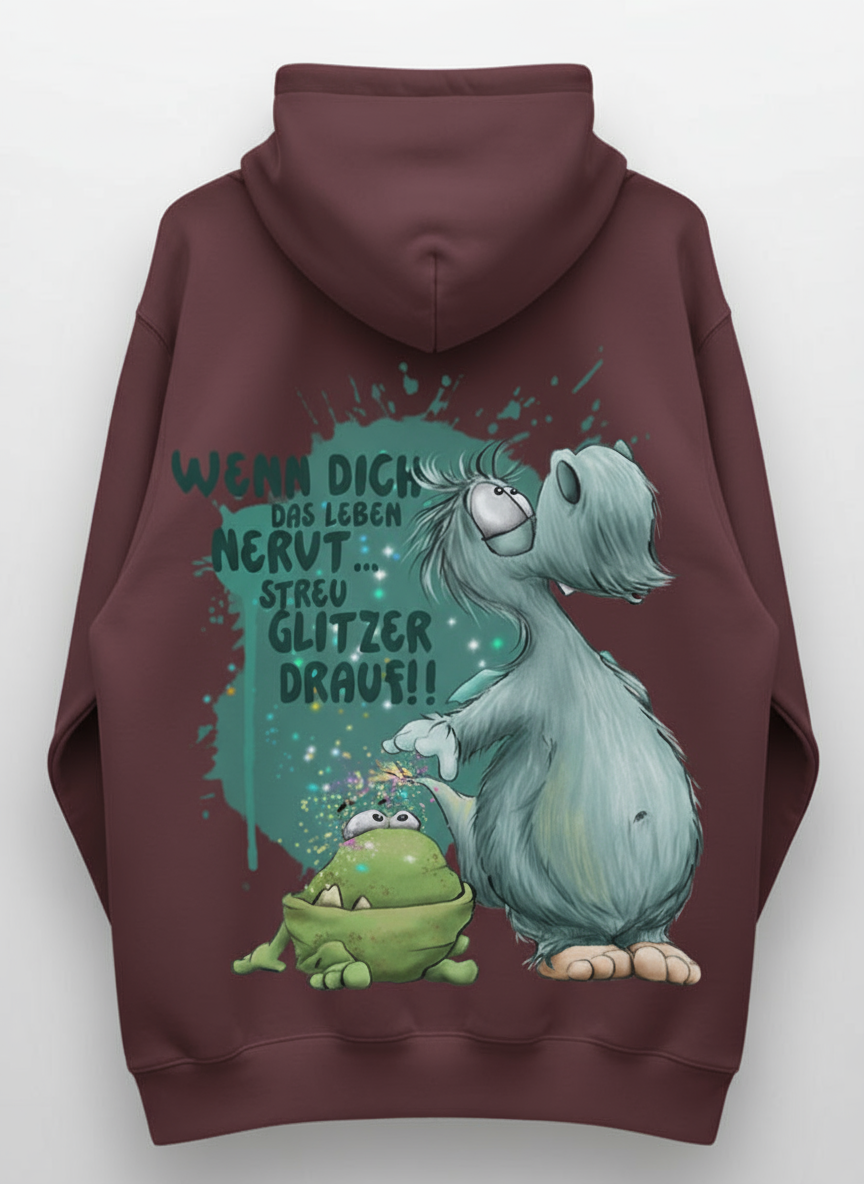 Unisex Hoodie XXL Druck Kruegerhausdesign Monster, Burgund, Motivwahl