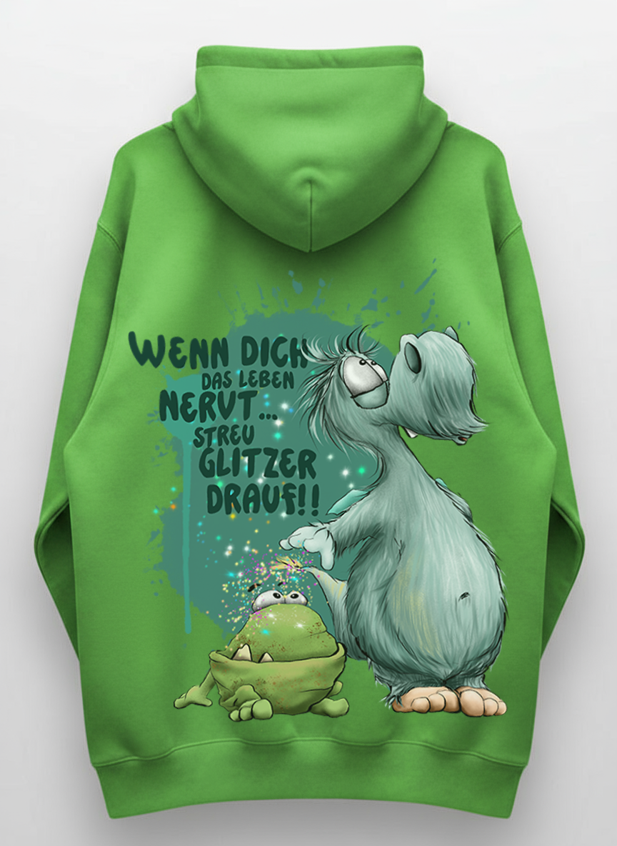 Unisex Hoodie XXL Druck Kruegerhausdesign Monster, lime green, Motivwahl