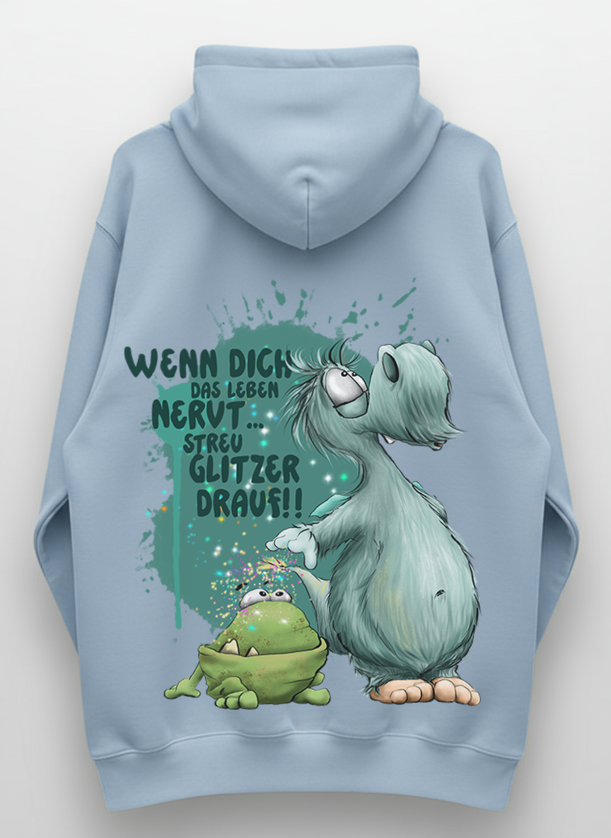 Unisex Hoodie XXL Druck Kruegerhausdesign Monster, hellblau, Motivwahl