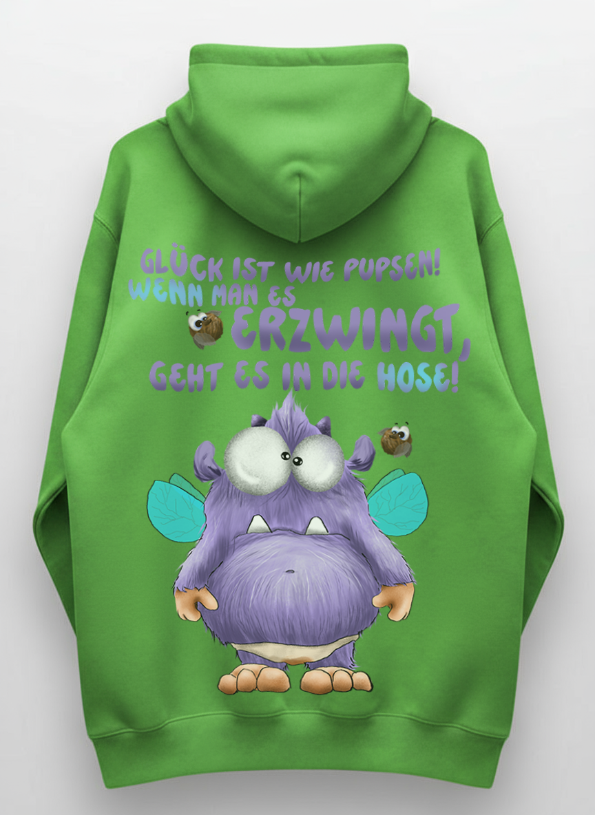 Unisex Hoodie XXL Druck Kruegerhausdesign Monster, lime green, Motivwahl
