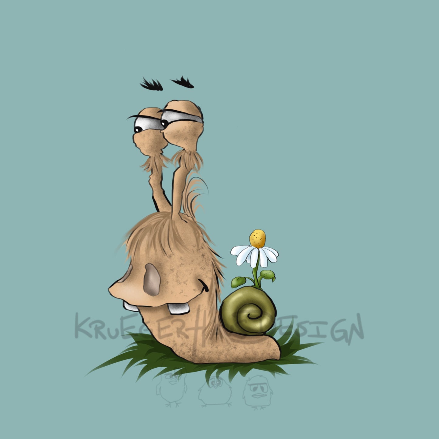 Stoffdesign Gartenchaos – Igel & Schnecken – nahtloses Design mit Gewerbelizenz