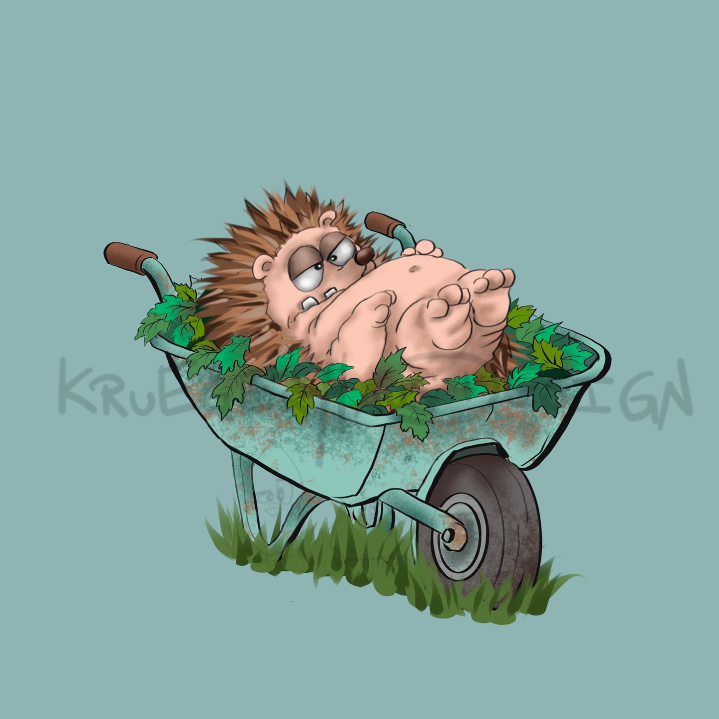 Stoffdesign Gartenchaos – Igel & Schnecken – nahtloses Design mit Gewerbelizenz