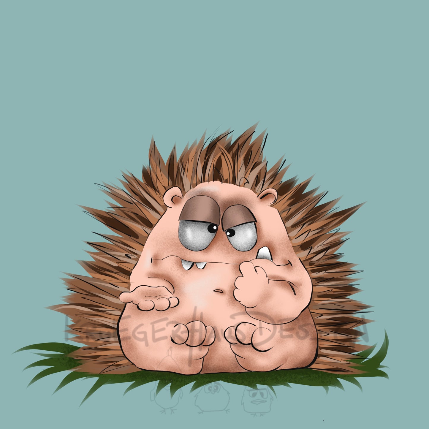 Stoffdesign Gartenchaos – Igel & Schnecken – nahtloses Design mit Gewerbelizenz