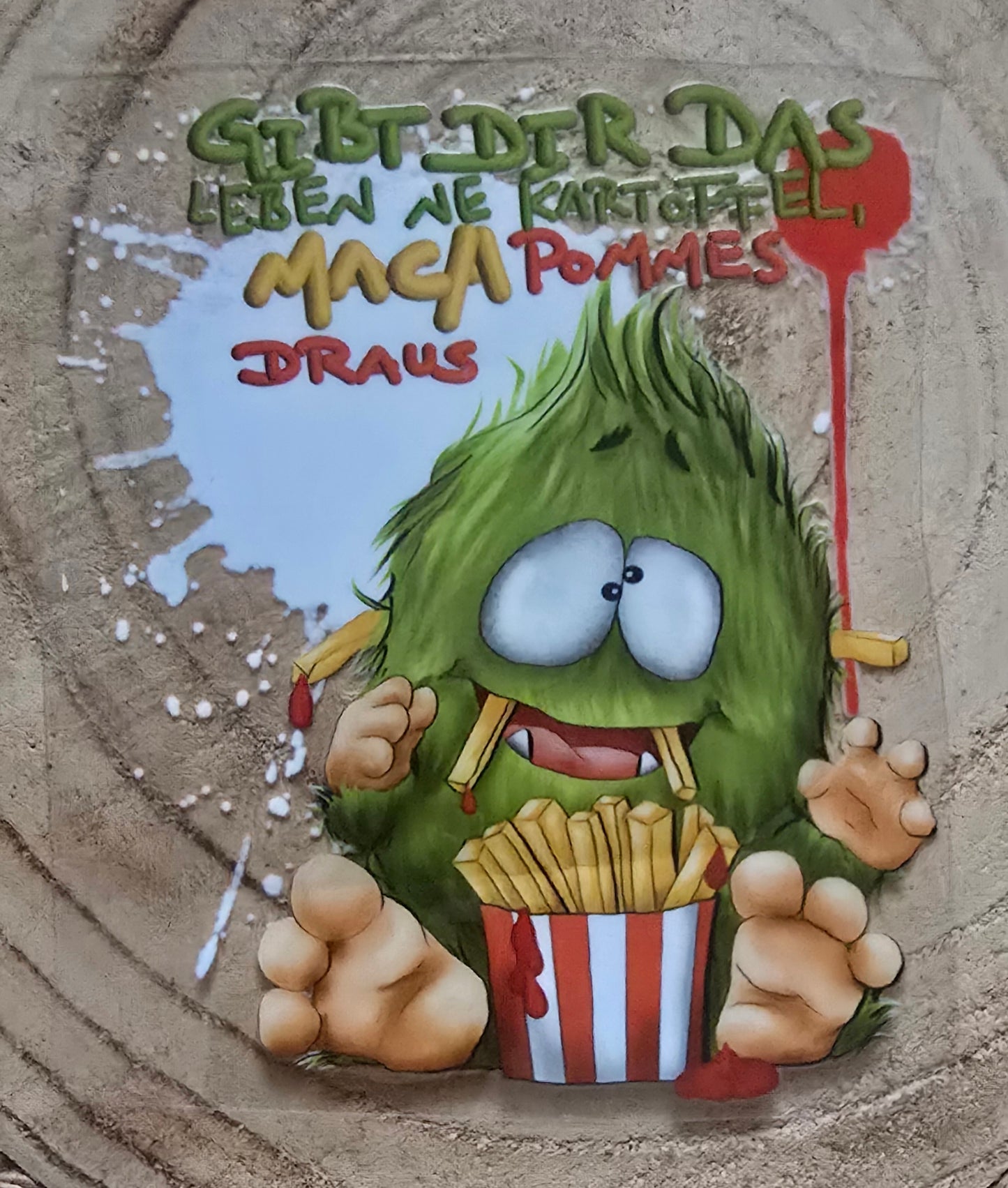Rub on, UV Folienaufkleber, Monster, Gibt dir das Leben ne Kartoffel... mach Pommes draus!