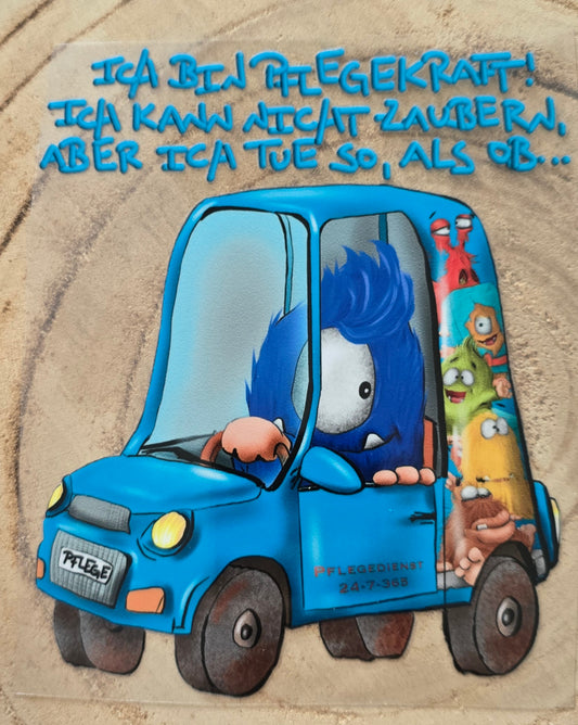 Rub on, UV Folienaufkleber, Monster, Ich bin Pflegekraft! Ich kann nicht zaubern, aber ich tue so als ob...