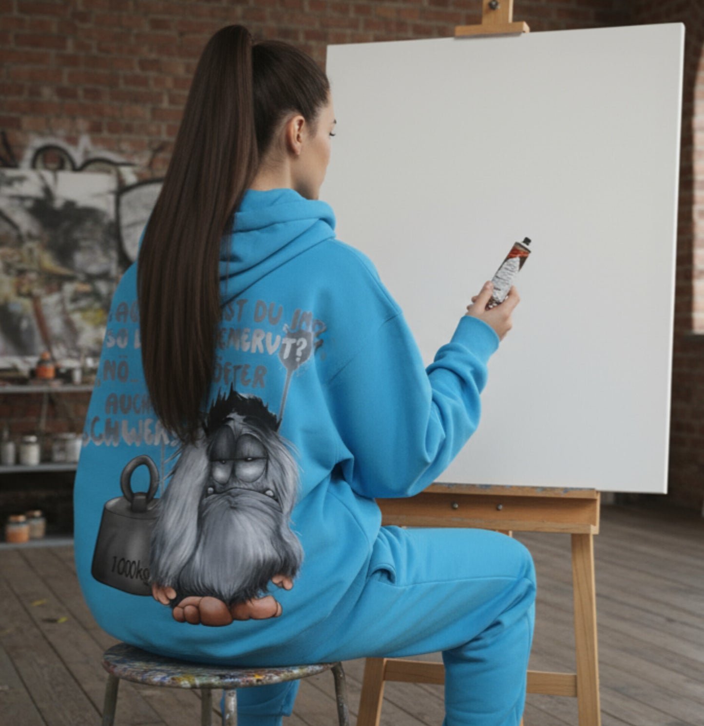 TUnisex Hoodie Jacke XXL Druck Kruegerhausdesign Monster in türkis Gr. XL, Horst, Sag mal... Bist du immer so leicht genervt?...