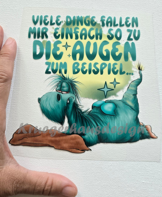 Rub on, UV Folienaufkleber, Monster, Viele Dinge fallen mir einfach so zu... Die Augen zum Beispiel...