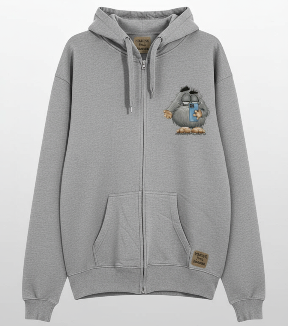 Unisex Hoodie Jacke – grau meliert | personalisierter Druck