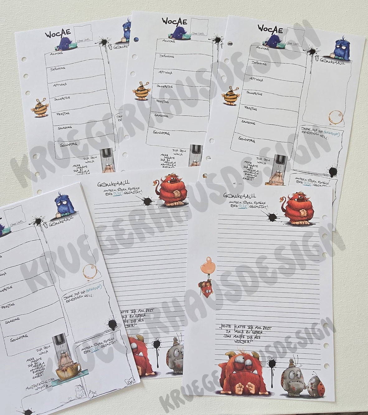 Undatierter Wochenplaner – Journal Refill Design 1 | 12 oder 25 Wochen