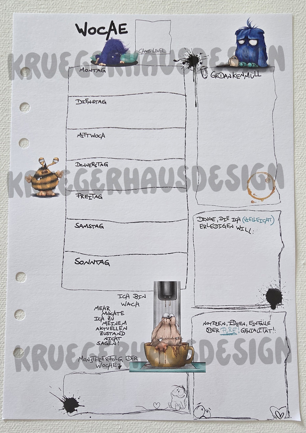 Undatierter Wochenplaner – Journal Refill Design 1 | 12 oder 25 Wochen