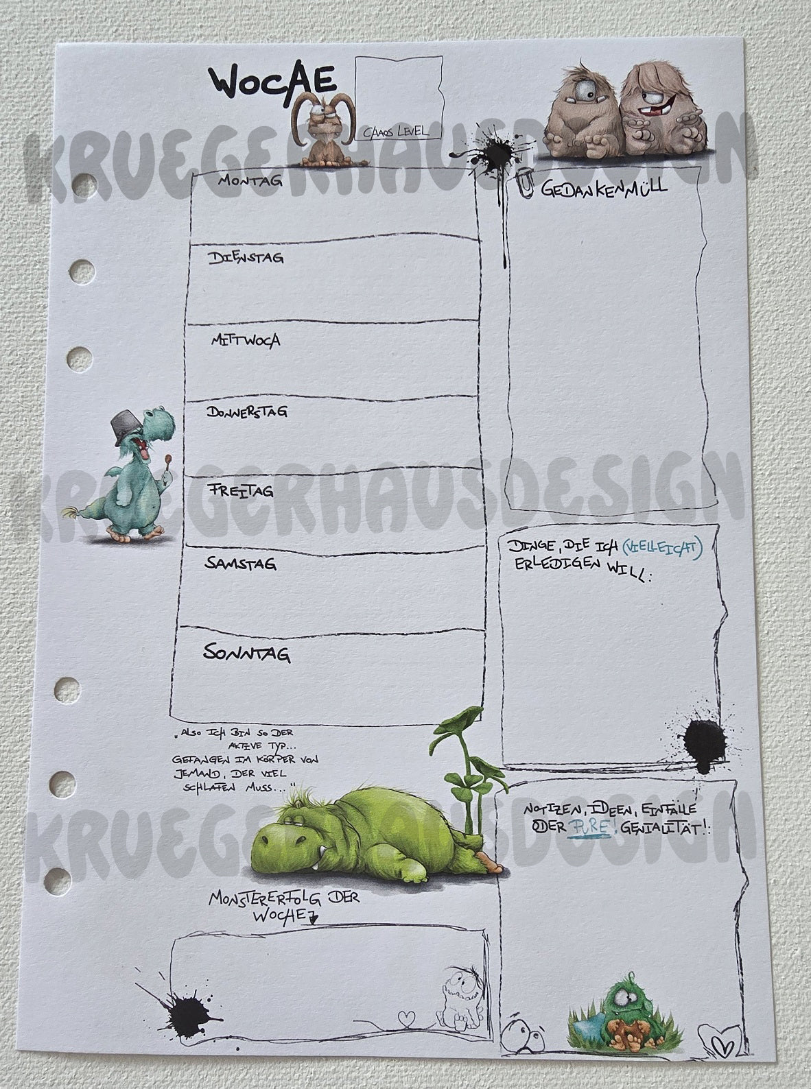 Undatierter Wochenplaner – Journal Refill Design 2 | 12 oder 25 Wochen
