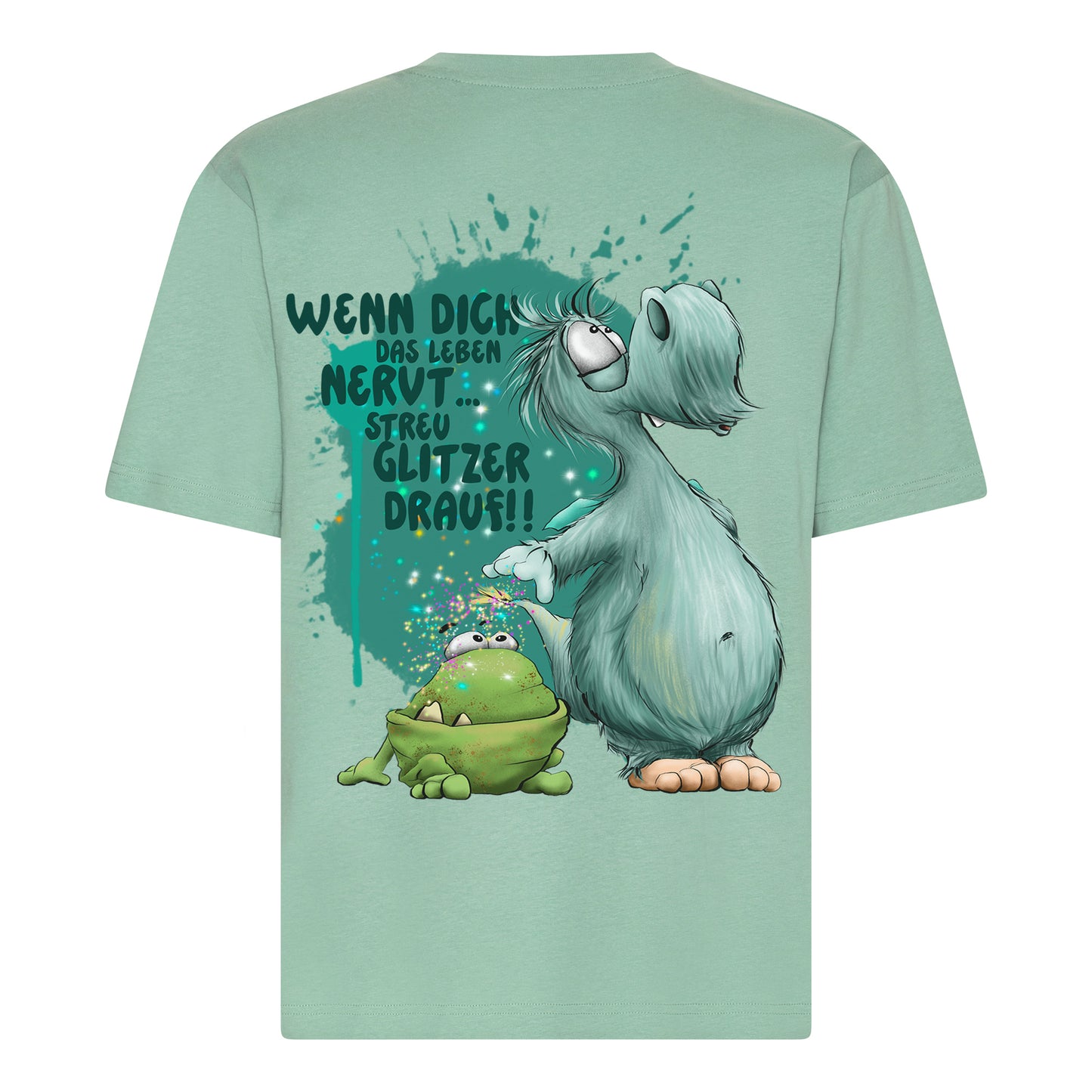 T-Shirt „Wenn dich das Leben nervt – streu Glitzer drauf“ | Mint | Gr. XL | FINAL SALE