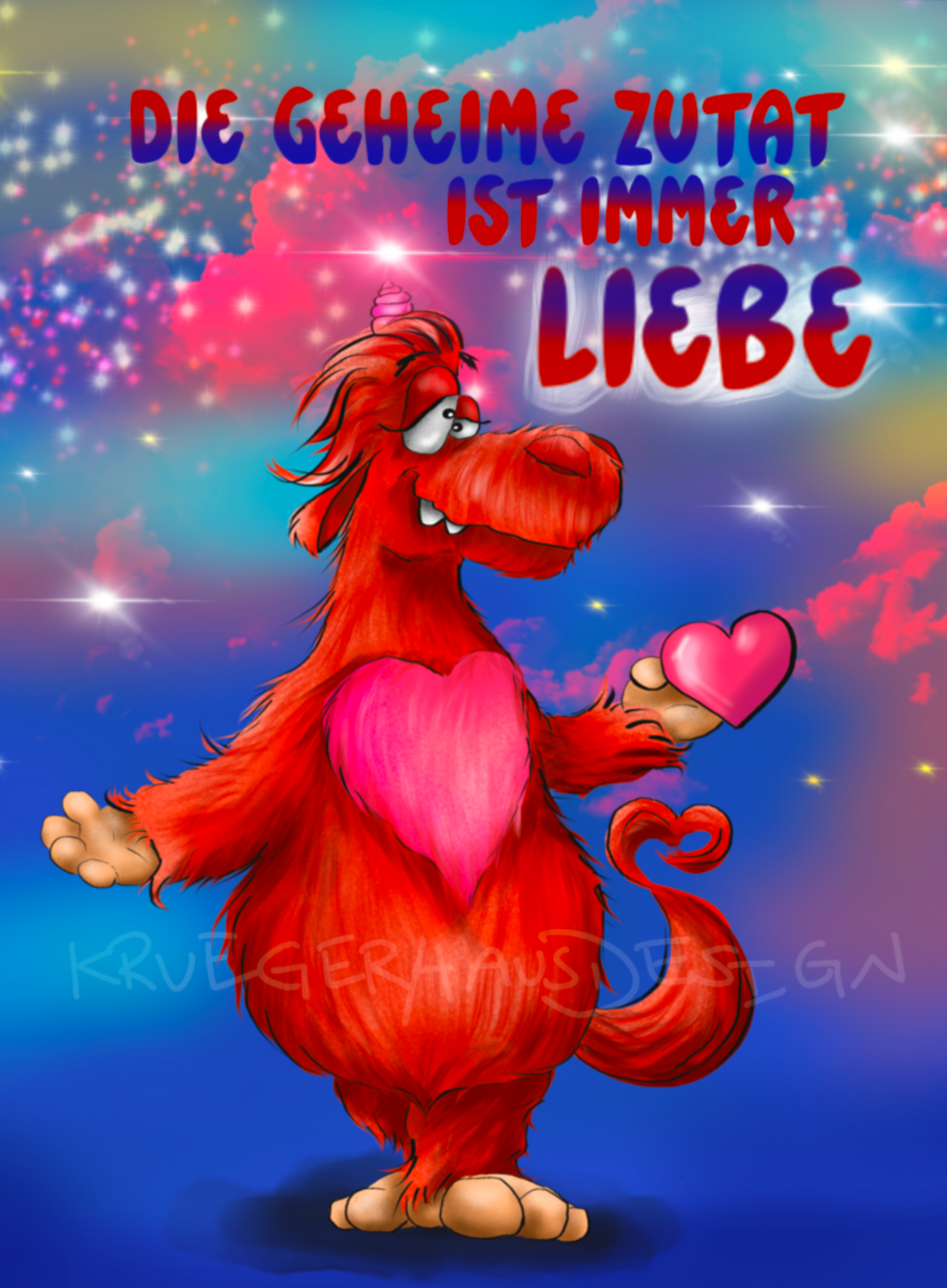 Premium Kuscheldecke, superweich, 150 x 200cm, Kruegerhausdesign Monster, Die geheime Zutat ist immer Liebe