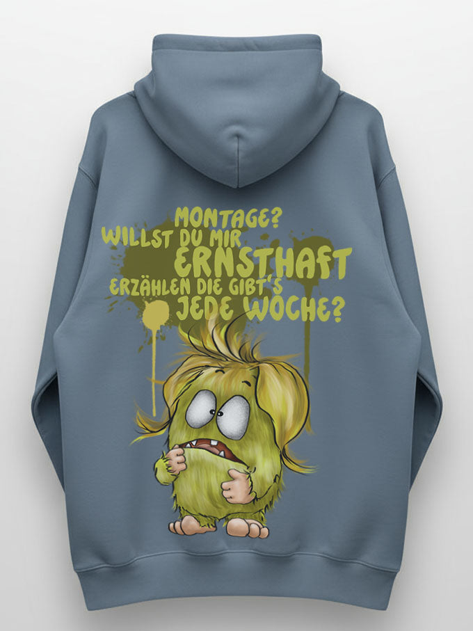 Unisex Hoodie XXL Druck Kruegerhausdesign Monster, denim, jeansblau, Motivwahl