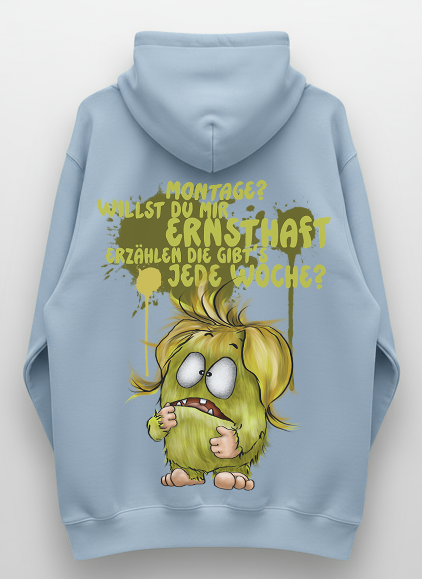Unisex Hoodie XXL Druck Kruegerhausdesign Monster, hellblau, Motivwahl