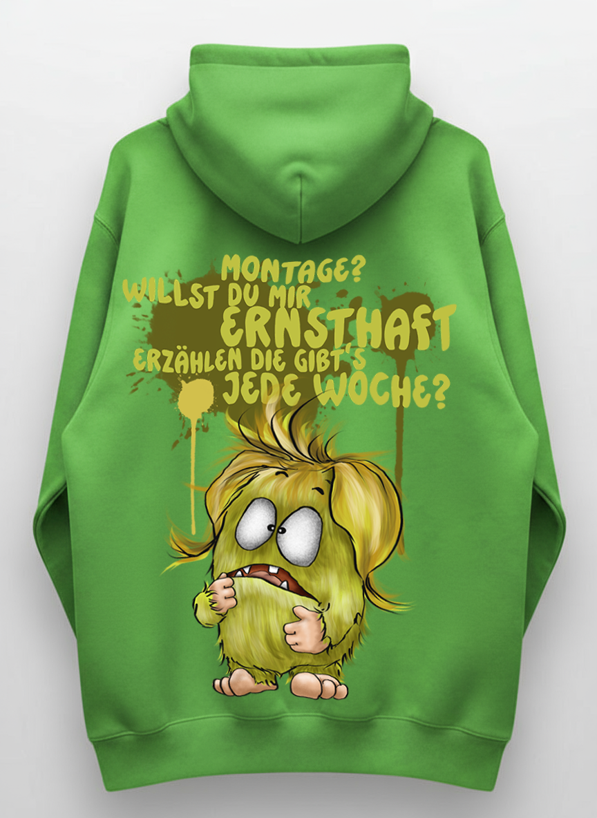 Unisex Hoodie XXL Druck Kruegerhausdesign Monster, lime green, Motivwahl