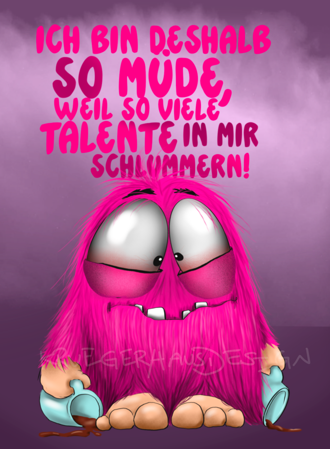 Premium Kuscheldecke, superweich, 150 x 200cm, Kruegerhausdesign Monster, Ich bin deshalb so müde, weil so viele Talente in nir schlummern!