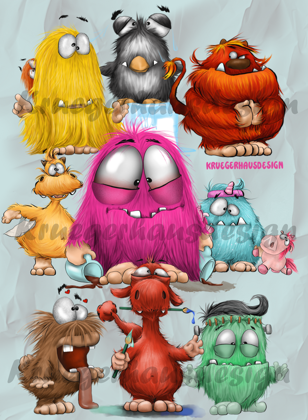 Premium Kuscheldecke, superweich, 150 x 200cm, Kruegerhausdesign Monster, Multidesign