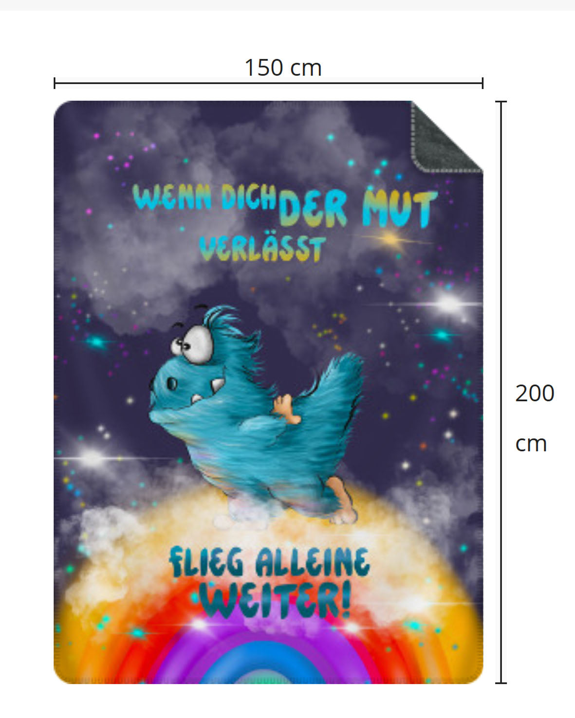 Premium Kuscheldecke, superweich, 150 x 200cm, Kruegerhausdesign Monster, Wenn dich der Mut verlässt...