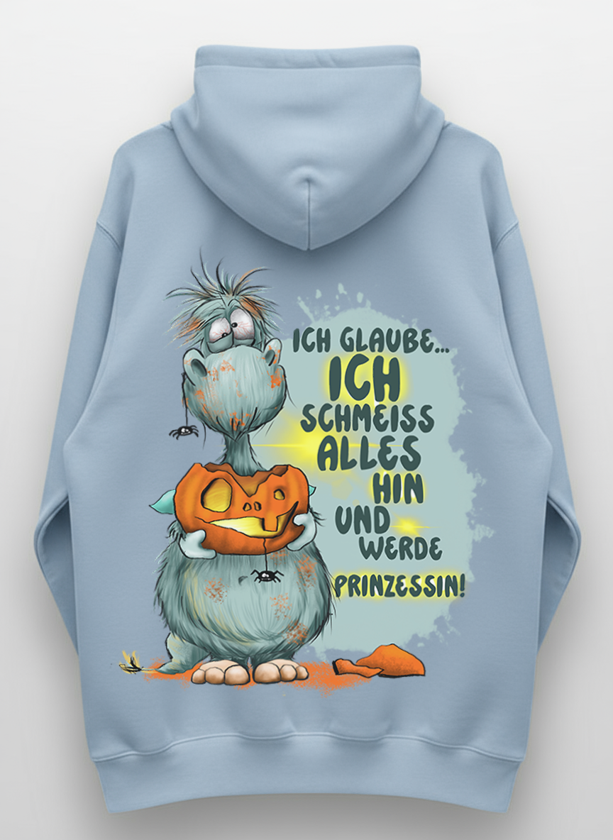Unisex Hoodie XXL Druck Kruegerhausdesign Monster, hellblau, Motivwahl