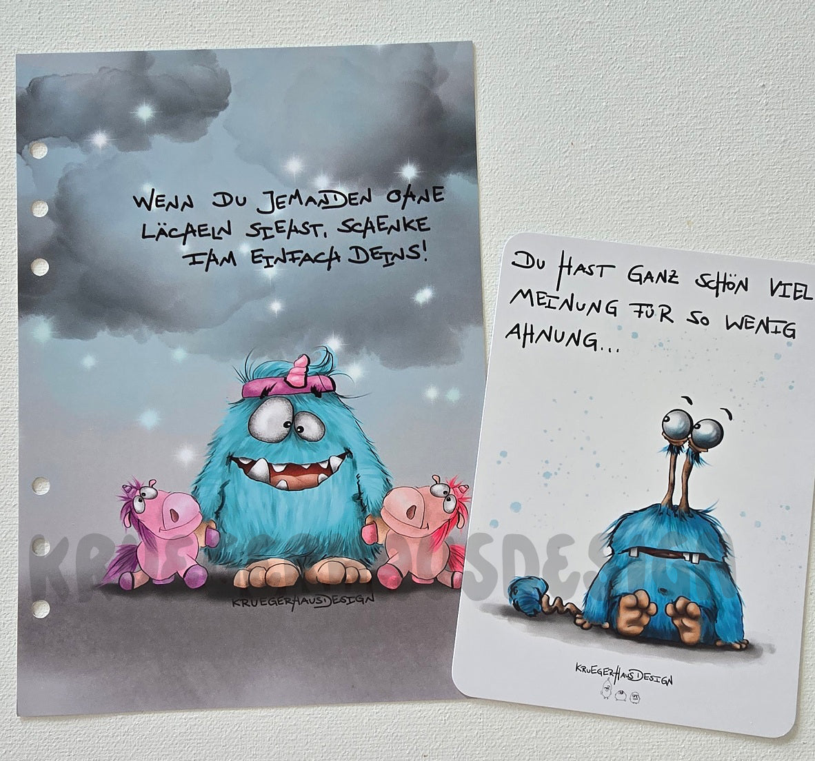 Monster Art Print A5 „Schenke dein Lächeln“ + Überraschungs-Postkarte