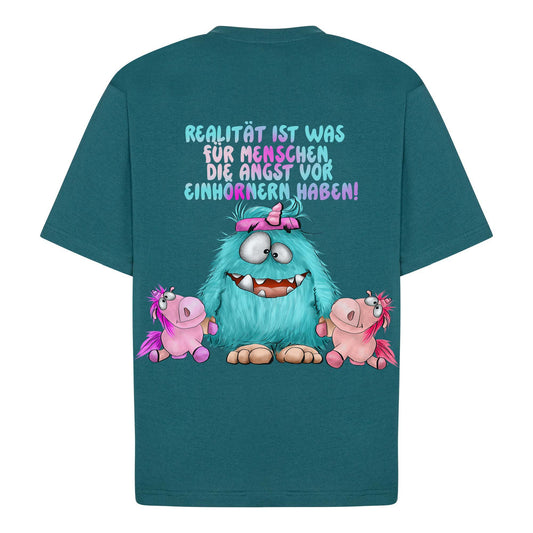 FINAL SALE T-Shirt Gr. XXL Emerald Green – „Realität & Einhörner“ – Kruegerhausdesign