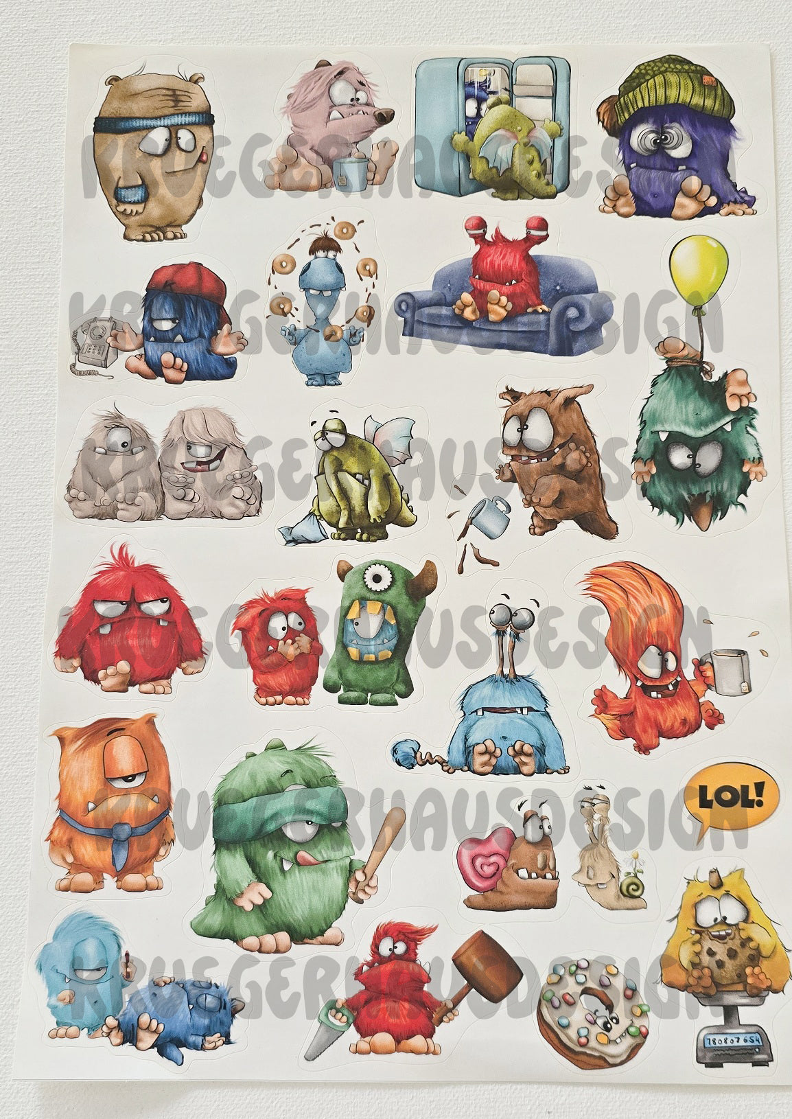 Monster Stickerbogen A4 – über 20 Kruegerhausdesign Sticker