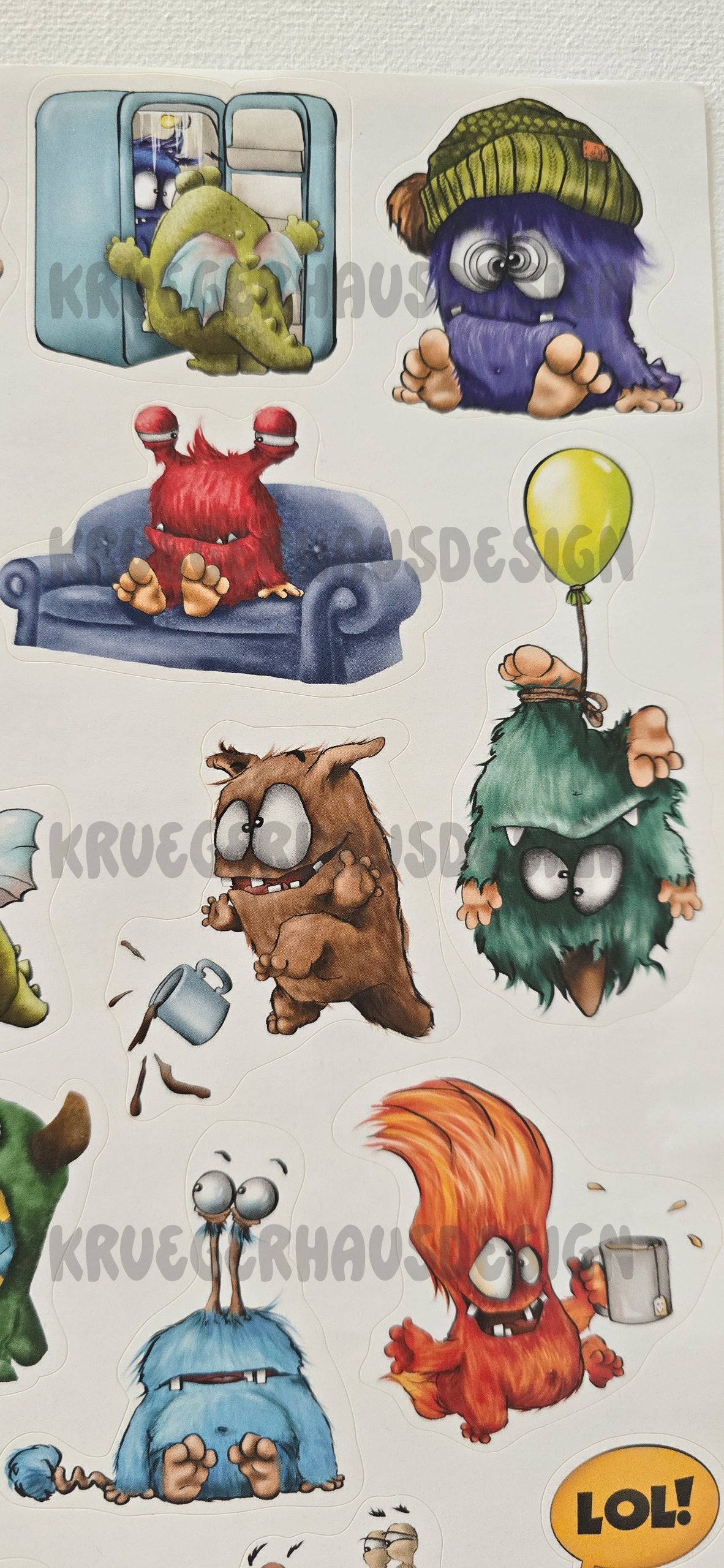 Monster Stickerbogen A4 – über 20 Kruegerhausdesign Sticker