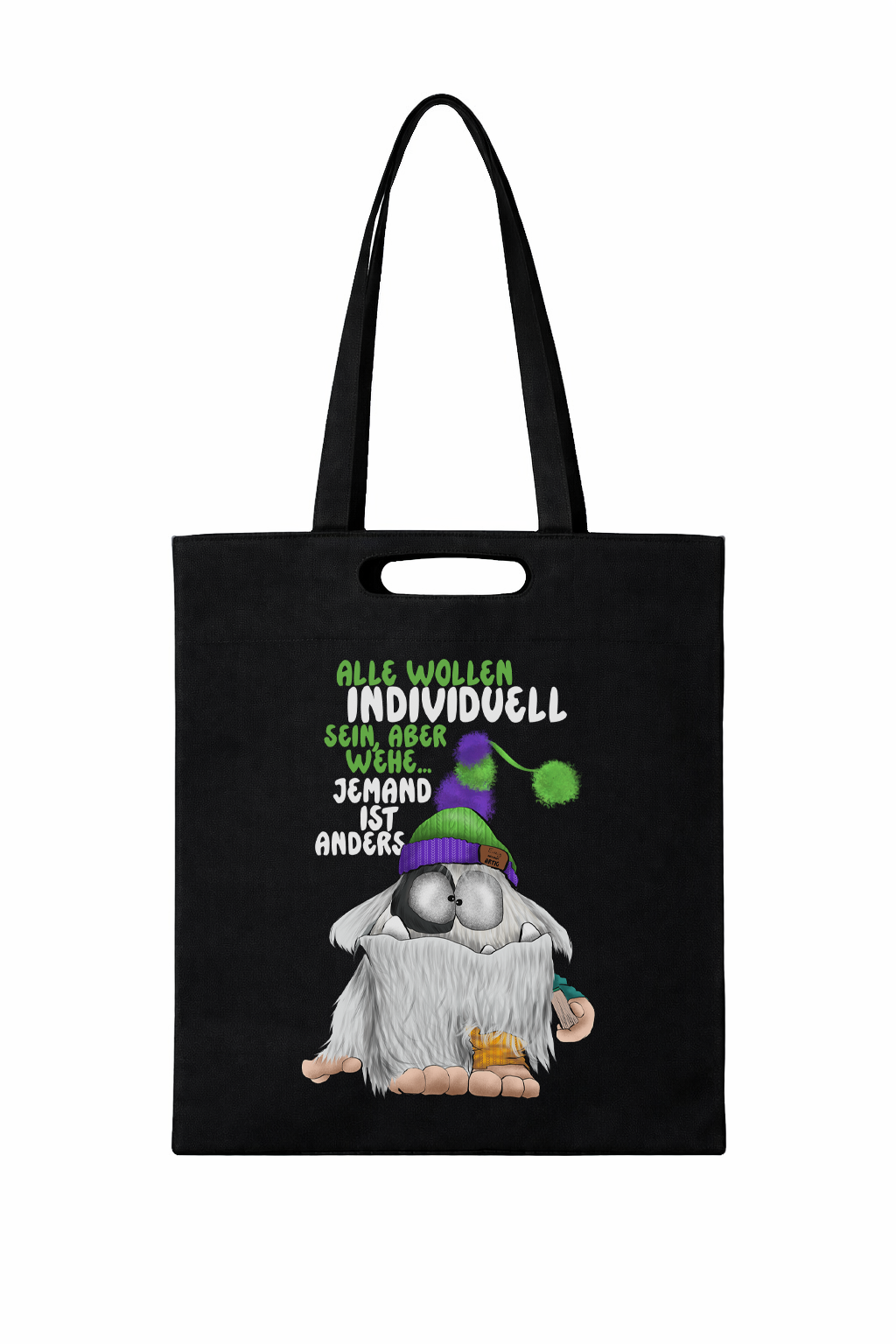 FINAL SALE Canvas Tasche Schwarz – „Alle wollen individuell sein“ – Kruegerhausdesign