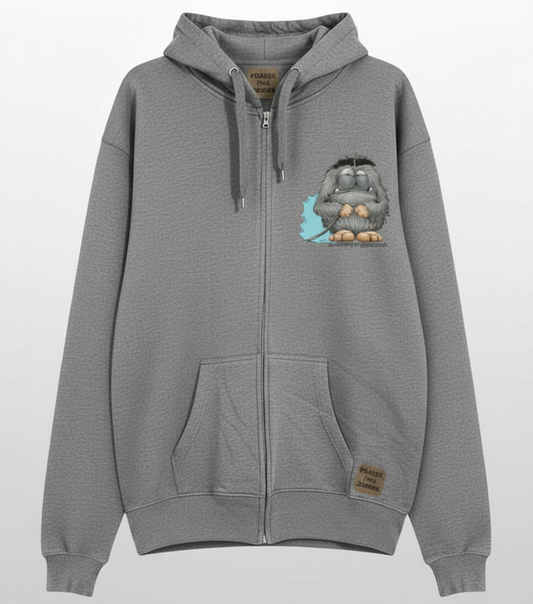 Unisex Hoodie Jacke – grau meliert | personalisierter Druck