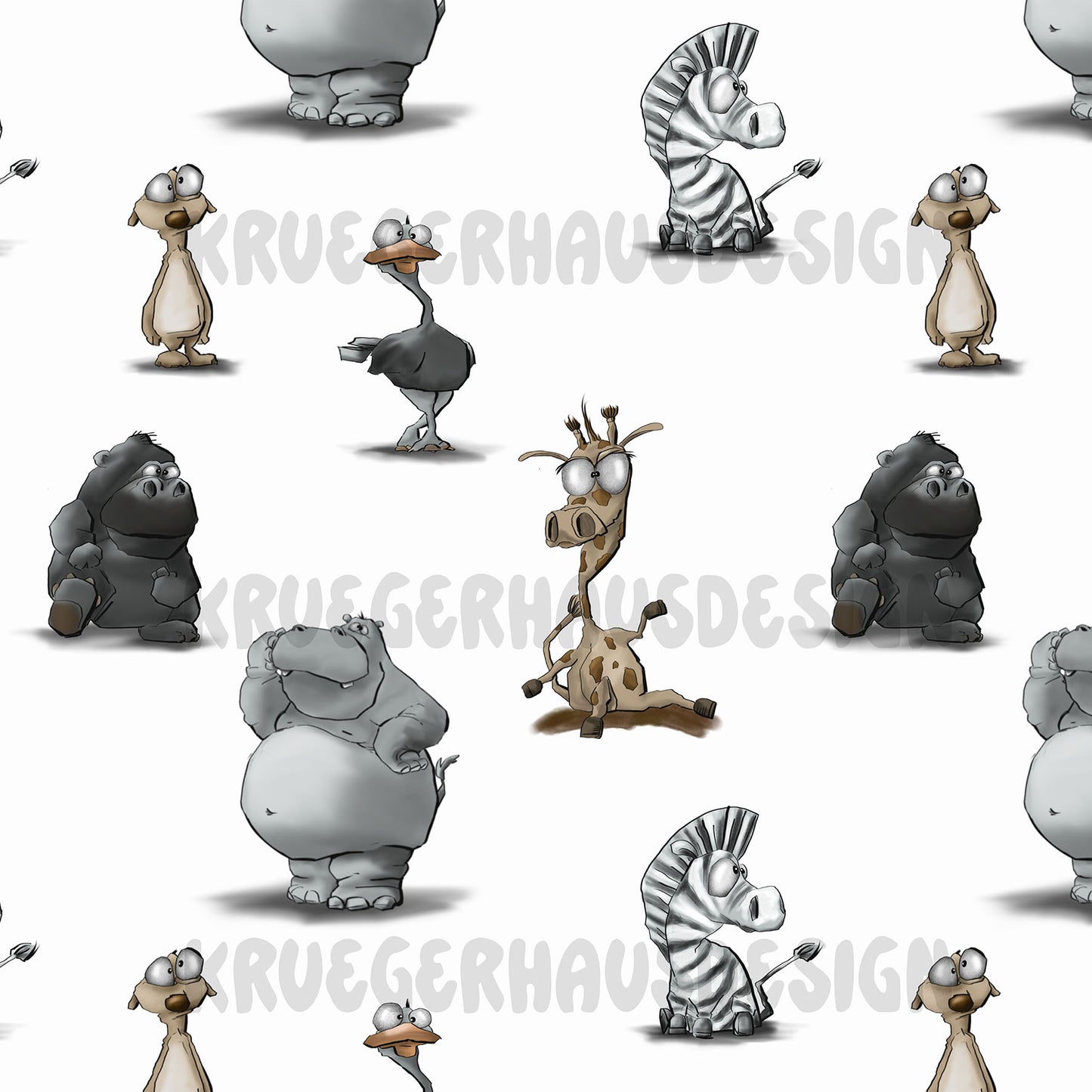 Safari Chaos – Exklusives Stoffdesign | Nahtloses Tiermuster | 5 Farbvarianten + 5 Wunschfarben