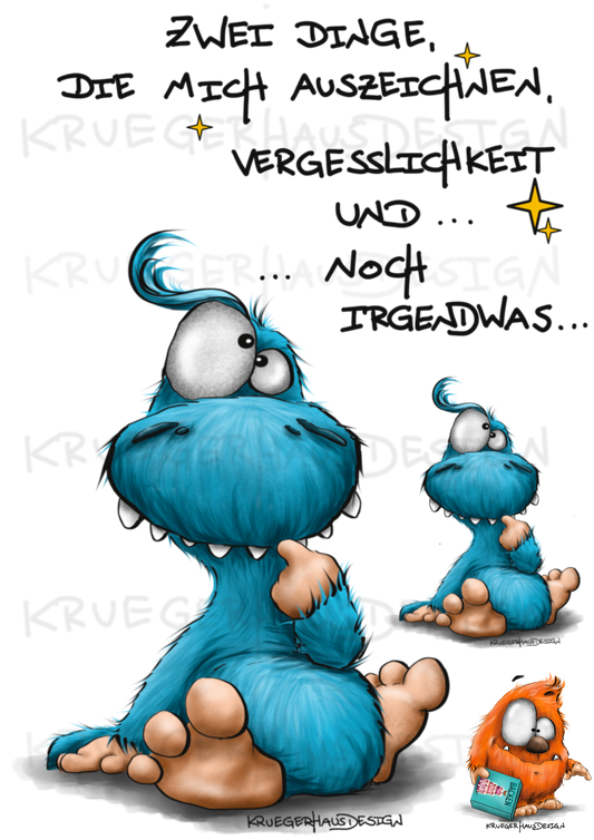 A4 Bügelbild Kruegerhausdesign „Zwei Dinge, die mich auszeichnen…“ mit Liebe illustriert