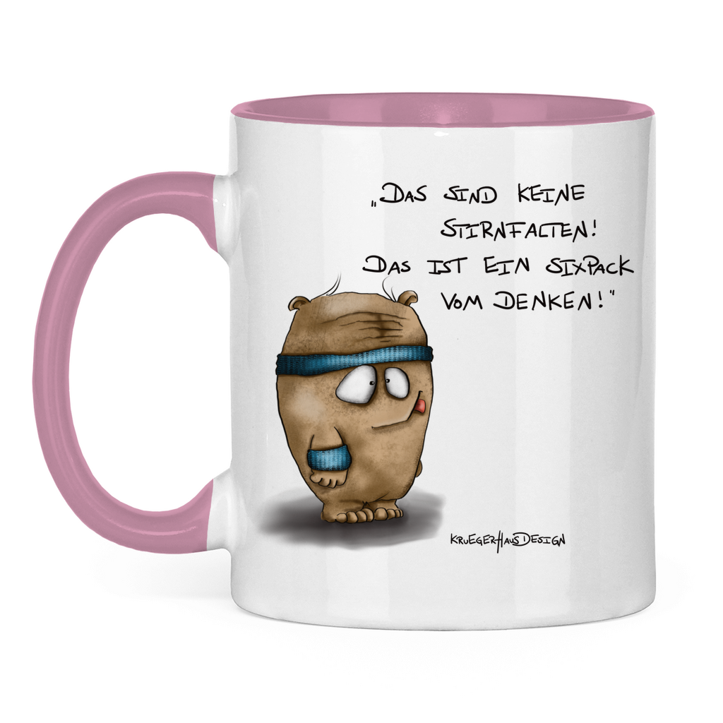 Tasse zweifarbig Das sind keine Stirnfalten! Das ist ein Sixpack vom Denken!