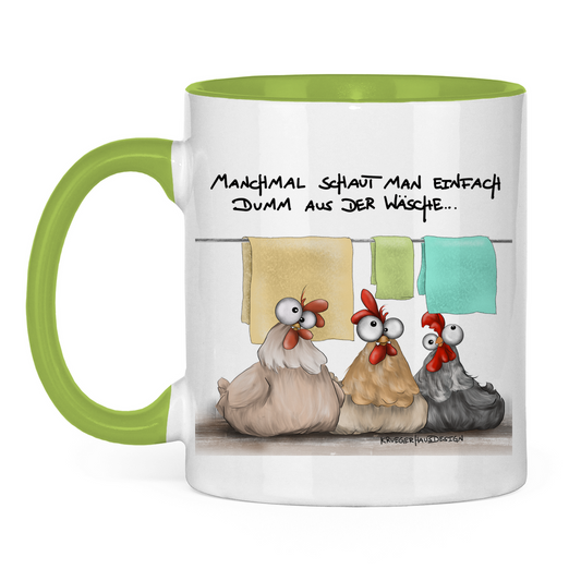 Tasse zweifarbig Manchmal schaut man einfach dumm aus der Wäsche...