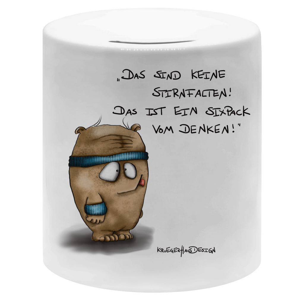 Money box Das sind keine Stirnfalten! Das ist ein Sixpack vom Denken!