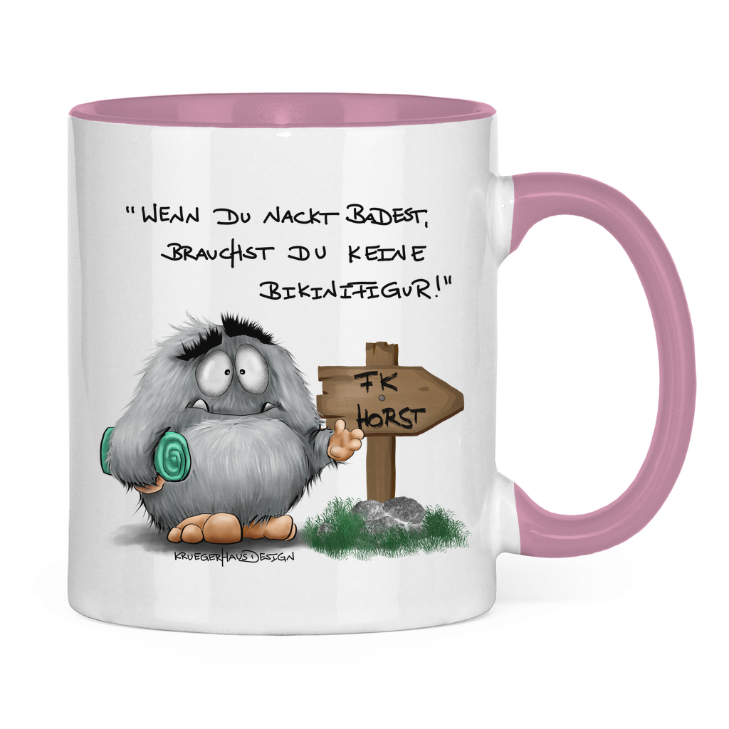 Tasse zweifarbig Wenn du nackt badest, brauchst du keine Bikinifigur!
