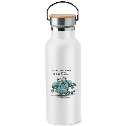 Edelstahl-Trinkflasche mit Bambusdeckel Bommeln