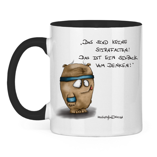 Tasse zweifarbig Das sind keine Stirnfalten! Das ist ein Sixpack vom Denken!