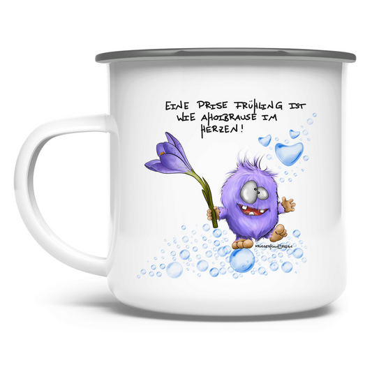 Emaille Tasse Eine Prise Frühling ist wie Ahoibrause im Herzen!