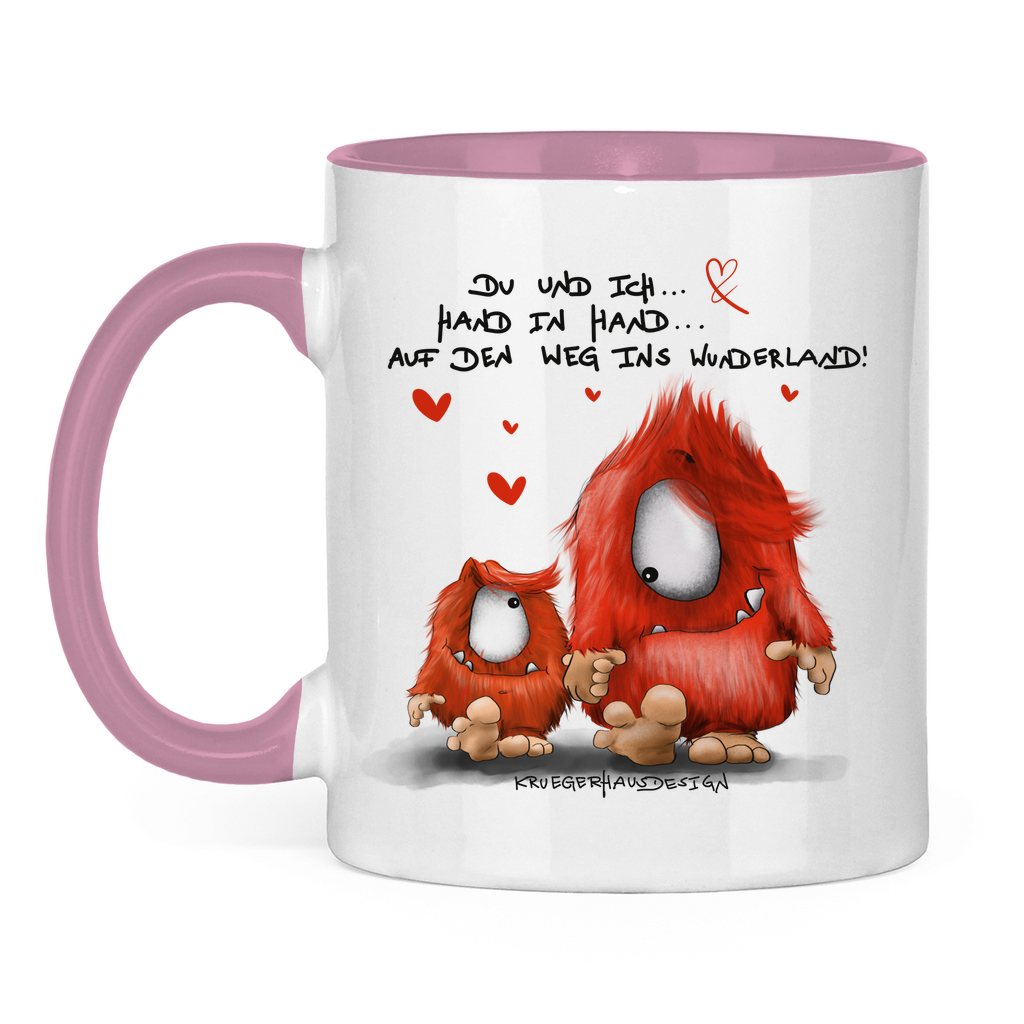 Tasse zweifarbig Du und ich... Hand in Hand.. Auf den Weg ins Wunderland!