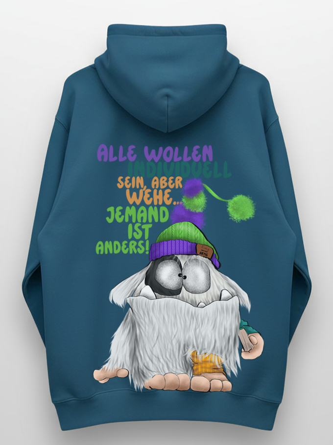 Unisex Hoodie XXL Druck Kruegerhausdesign Monster Gr. S,M, L, XL, XXL, 3XL, Alle wollen individuell sein aber wehe... jemand ist anders!