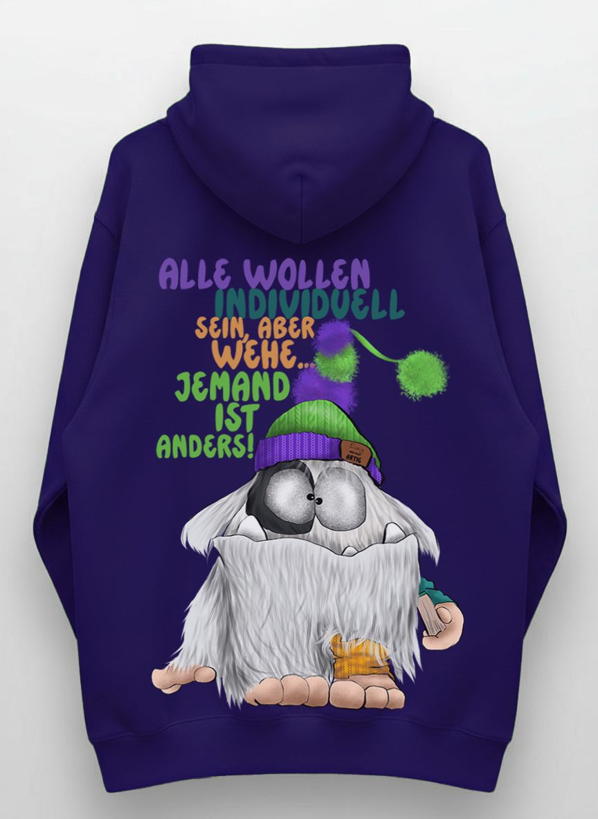 Unisex Hoodie XXL Druck Kruegerhausdesign Monster Gr. S,M, L, XL, XXL, 3XL, Alle wollen individuell sein aber wehe... jemand ist anders!