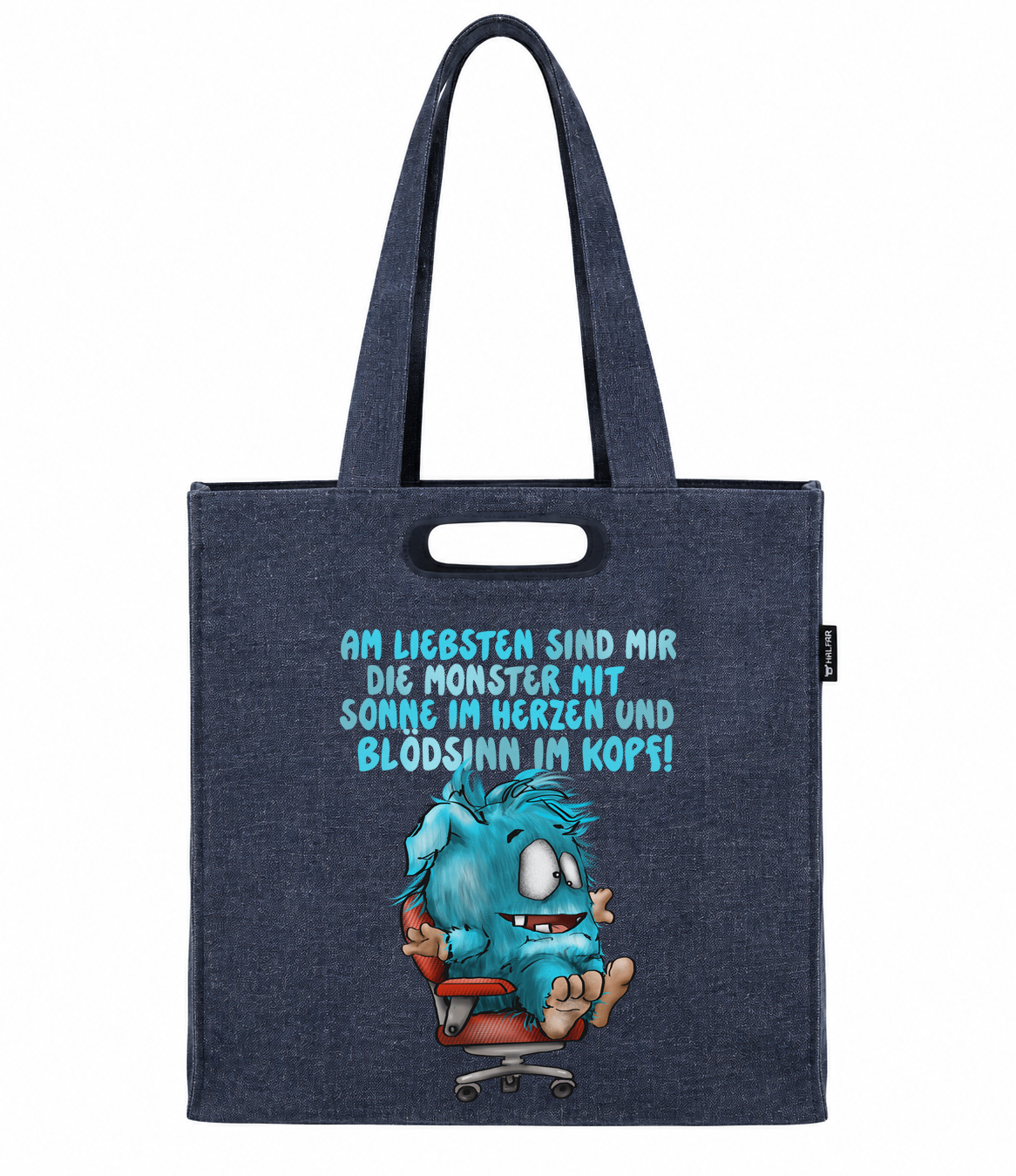FINAL SALE Canvas Tasche Navy – „Sonne im Herzen & Blödsinn im Kopf“ – Kruegerhausdesign
