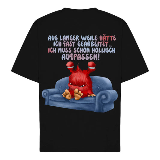 FINAL SALE T-Shirt Gr. L Schwarz – „Aus langer Weile“ Monster – Kruegerhausdesign